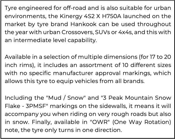 Description longue en anglais du pneu Kinergy 4S2 X H750A